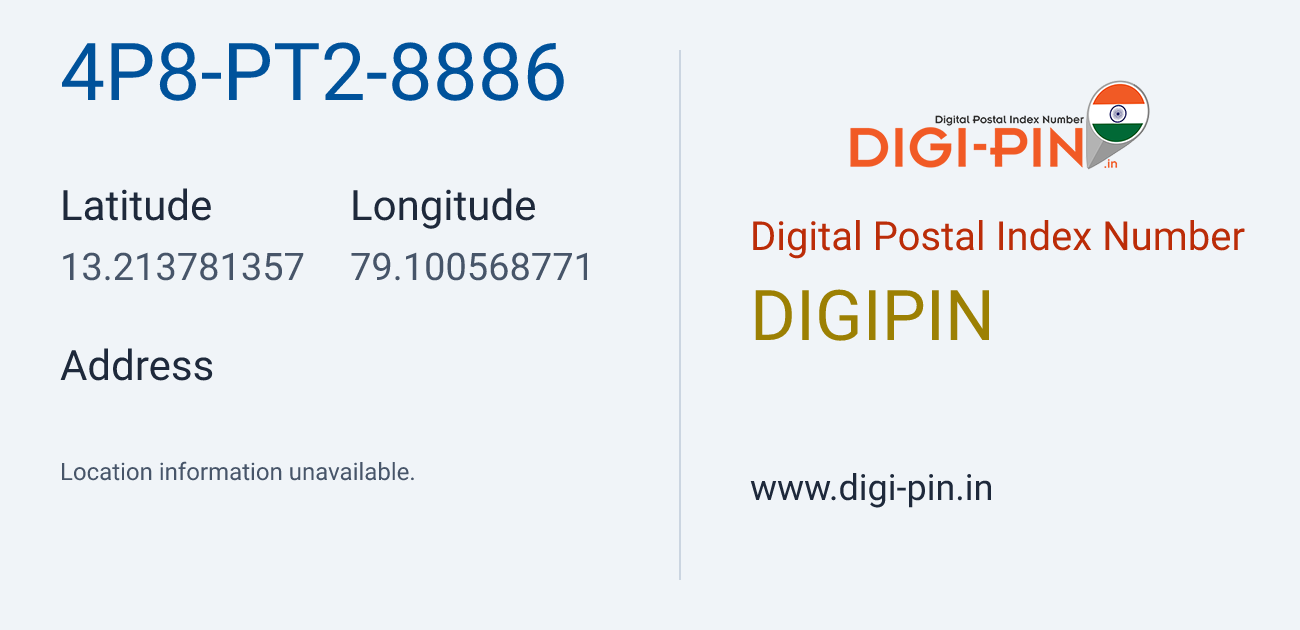 DigiPin 4P8-PT2-8886 location map showing coordinates 13.213781, 79.100569