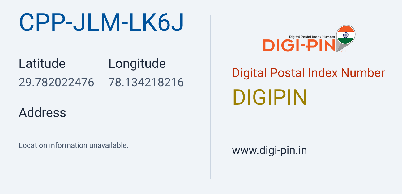 DigiPin CPP-JLM-LK6J location map showing coordinates 29.782022, 78.134218