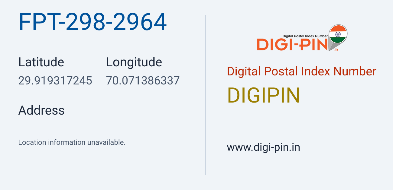 DigiPin FPT-298-2964 location map showing coordinates 29.919317, 70.071386
