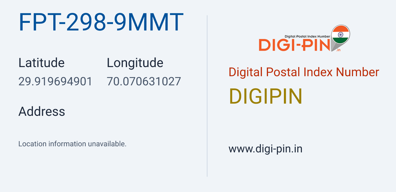 DigiPin FPT-298-9MMT location map showing coordinates 29.919695, 70.070631