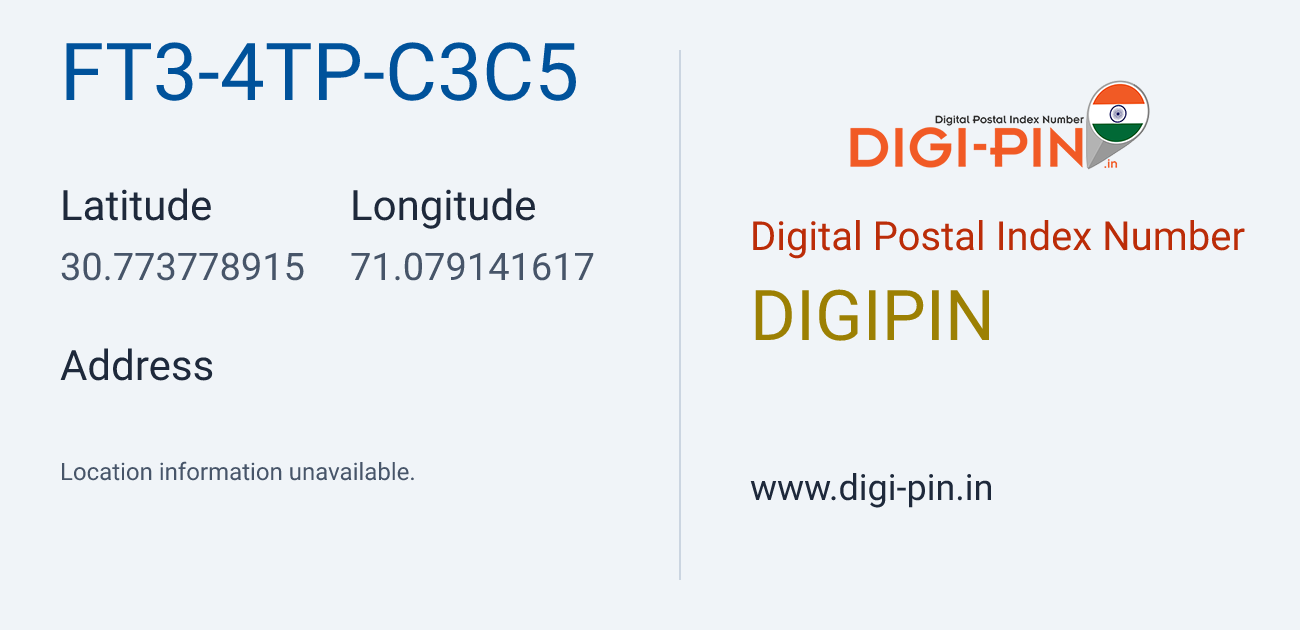 DigiPin FT3-4TP-C3C5 location map showing coordinates 30.773779, 71.079142