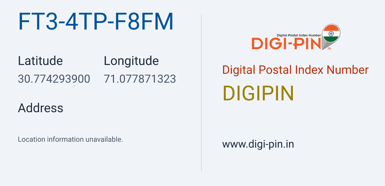 DigiPin FT3-4TP-F8FM location map showing coordinates 30.774294, 71.077871